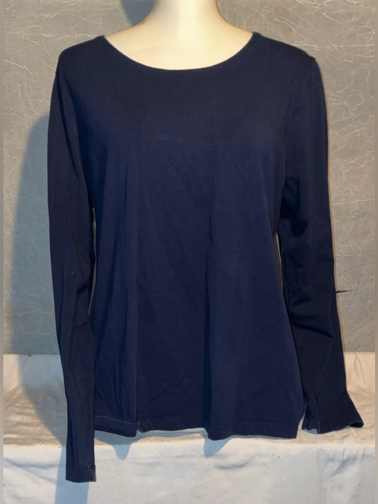 Kim Rogers Tops - Kim Rogers Navy Blue Long Sleeve Scoop Neck Stretch Knit Top XL